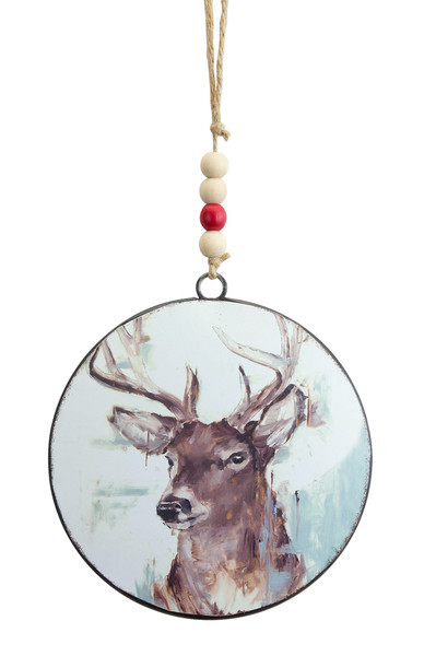 80204DS Deer Disc Ornament 6.5"H (Set Of 12) Metal By Melrose