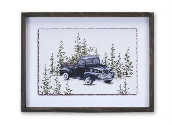 80210DS Truck And Tree Print 16"L X 12"H (Set Of 2) Mdf/Wood By Melrose