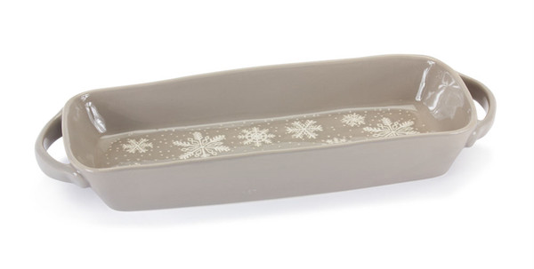 80220DS Snowflake Platter 16"L X 6"W (Set Of 2) Stoneware By Melrose