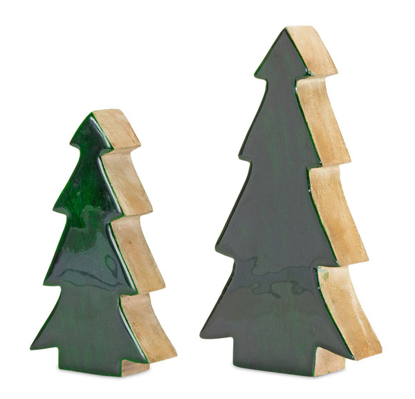 80267DS Tree (Set Of 2) 7"H, 9"H Wood By Melrose