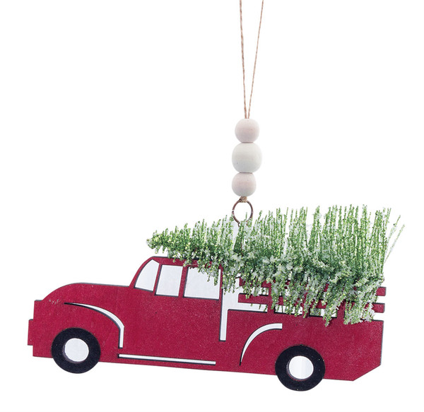 80298DS Truck And Tree Ornament 8.5"L X 10"H (Set Of 6) Plastic By Melrose