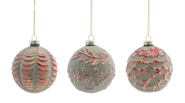 80390DS Ball Ornament (Set Of 12) 3"D Glass By Melrose