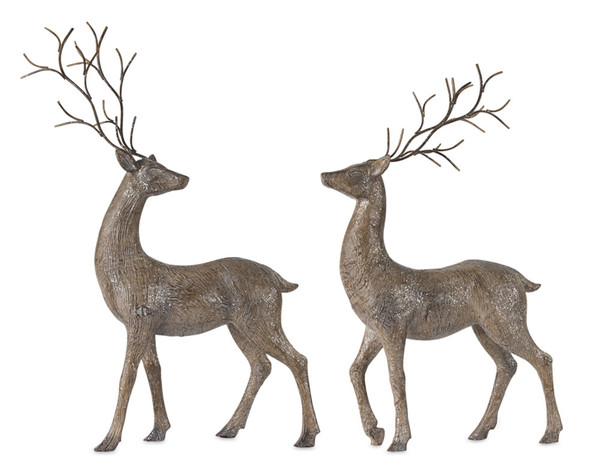 80587DS Deer (Set Of 2) 12"L X 18"H, 14.5"L X 21"H Resin By Melrose