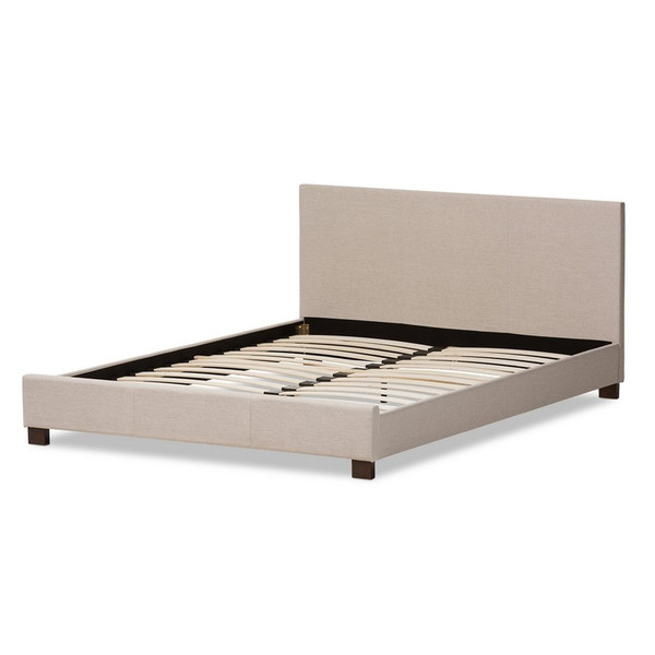 Baxton Studio Elizabeth Beige Fabric Panel-Stitched Full Platform Bed IDB048-Beige-Full