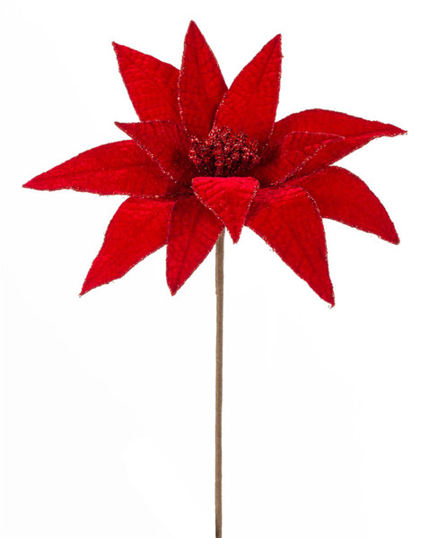 80617DS Poinsettia Stem 17"H (Set Of 12) Polyester By Melrose
