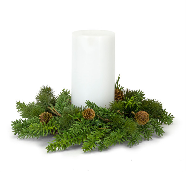 80644DS Pine Candle Ring 13"D (Set Of 2) (Fits A 6" Candle) Plastic By Melrose