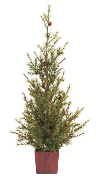 80654DS Potted Pine Tree 36"H (Set Of 2) Plastic/Wood By Melrose