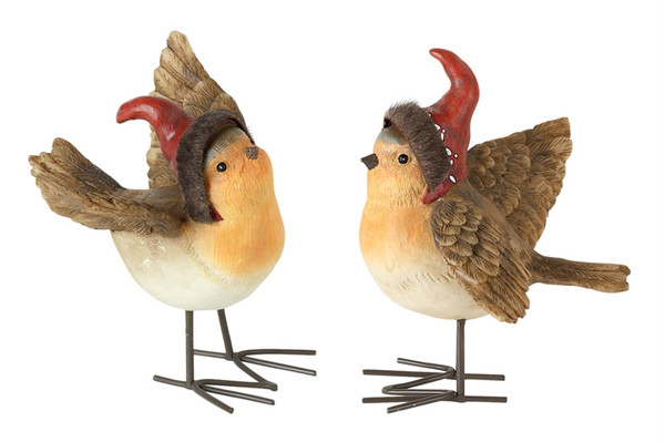 80708DS Bird W/Hat (Set Of 4) 4.25"H Resin By Melrose