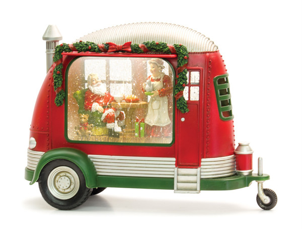 80780DS Camper Snow Globe W/Santa 8"H Plastic 6 Hr Timer 3 Aa Batteries, Not Included Or Usb Cord Included By Melrose