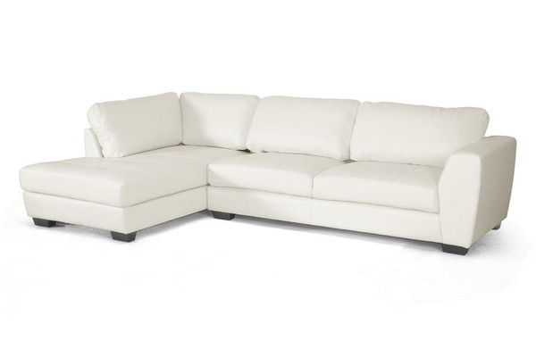 Baxton Studio Orland White Leather Sectional with Left Facing Chaise IDS023-White LFC