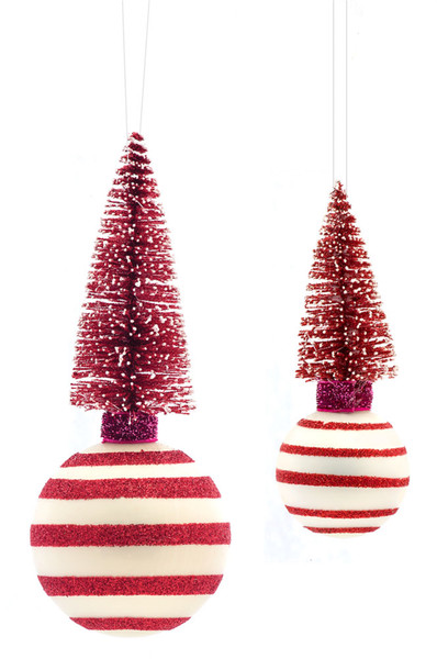 80853DS Tree And Ball Ornament (Set Of 8) 4.25"H, 6"H Glass/ Plastic By Melrose