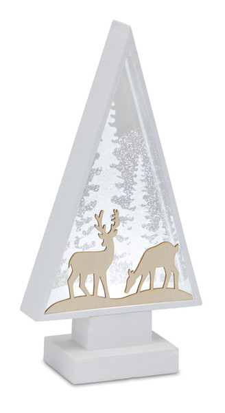 81288DS Deer And Tree Snow Globe 12"H Acrylic 6 Hr Timer 3 Aa Batteries, Not Included By Melrose