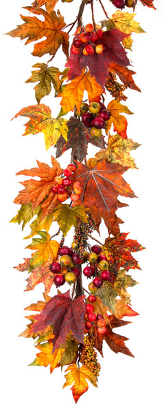81320DS Fall Leaf Garland 5'L (Set Of 2) Polyester By Melrose