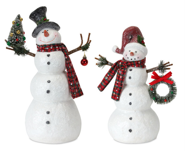 81592DS Snowman (Set Of 2) 15"H, 17.5"H Paper Pulp By Melrose