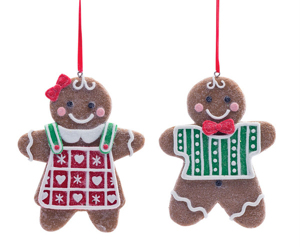 81597DS Gingerbread Boy And Girl Ornament (Set Of 12) 4"H Clay Dough By Melrose