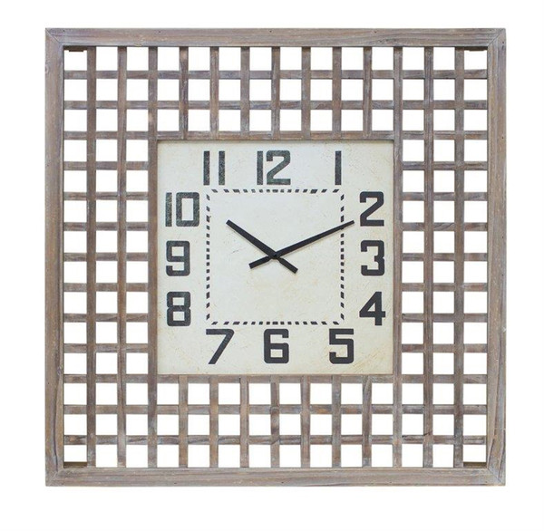 82100DS Clock 29.5"Sq Wood/Mdf By Melrose