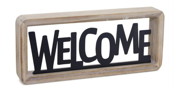 82151DS Welcome Sign 11.75"L X 5"H Wood/Metal By Melrose