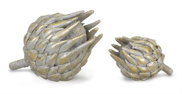 82200DS Protea (Set Of 2) 4.25"L X 3"H, 7"L X 4.75"H Resin By Melrose
