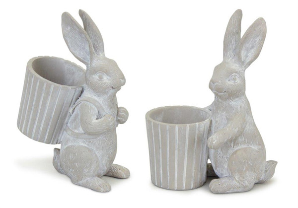 82243DS Bunny Pot (Set Of 2) 5.75"H, 6"H Resin By Melrose