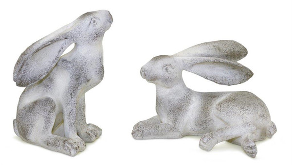 82260DS Rabbit (Set Of 2) 12"L X 7.5"H, 6.5"L X 11.75"H Resin By Melrose