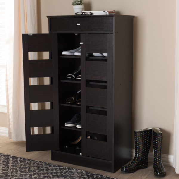 Baxton Studio Acadia Modern And Contemporary Shoe Cabinet MH27202-Wenge-Shoe Rack