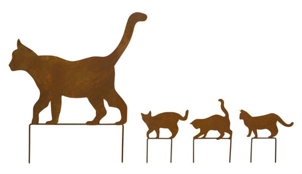 82350DS Cat Family Lawn Stake (Set Of 4) 5.5"L X 8"H, 16.75"L X 18.5"H Iron By Melrose