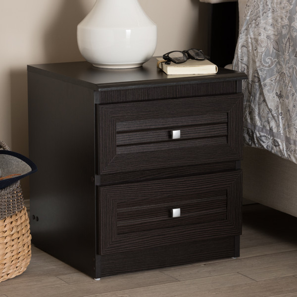 Baxton Studio Carine Modern And Contemporary 2-Drawer Nightstand MH5013-Wenge-NS