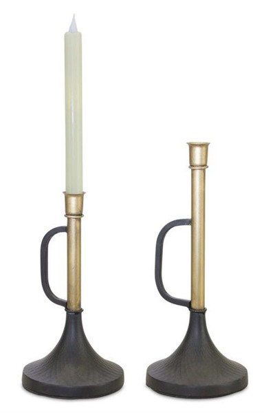 82397DS Candle Holder (Set Of 2) 9.25"H, 12"H Metal By Melrose