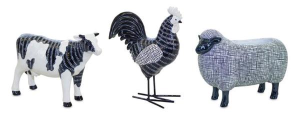 82443DS Chicken/Cow/Sheep (Set Of 3) 4.25"H, 4.5"H, 6"H Resin By Melrose