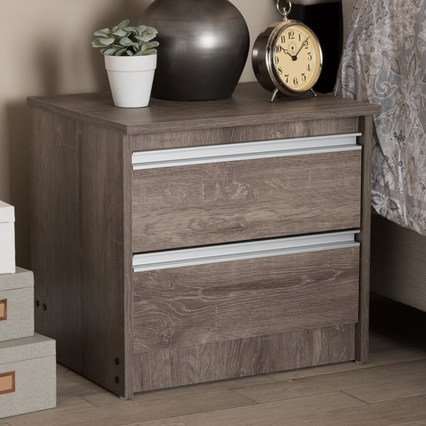 Baxton Studio Gallia Modern And Contemporary 2-Drawer Nightstand MH5068-Oak-NS