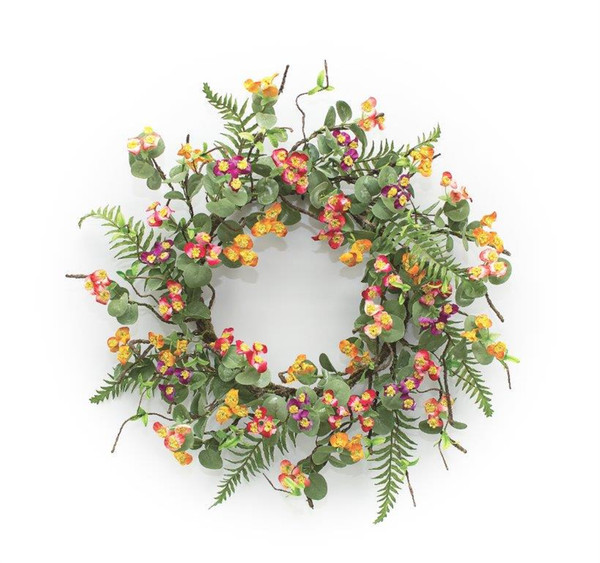 82494DS Mini Floral Wreath 23"D Paper/Plastic By Melrose