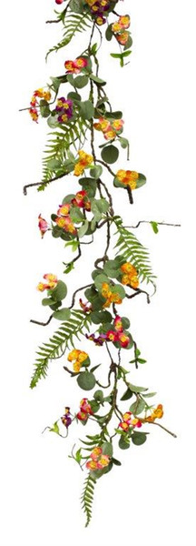 82495DS Mini Floral Garland 5'L Paper/Plastic By Melrose