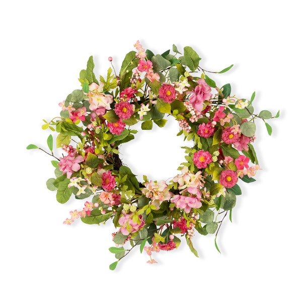 82550DS Mixed Floral Wreath 28"D Twig/Fabric By Melrose