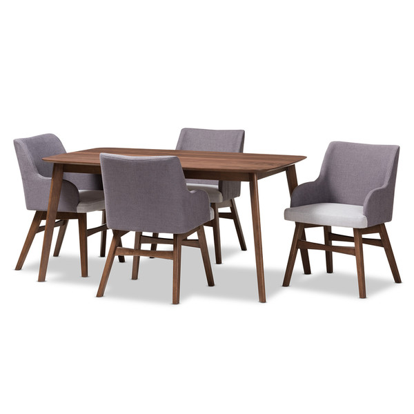 Baxton Studio Monte Mid-Century Five Piece Dining Set Monte-Dark Grey-5PC Dining Set