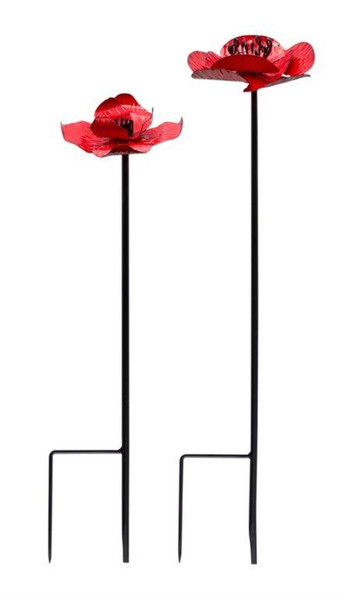 82713DS Poppy Stake (Set Of 2) 16.75"H, 19.5"H Metal By Melrose