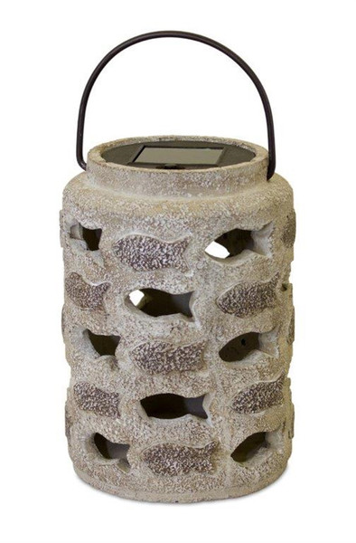 82774DS Solar Lantern 5.25"D X 9.5"H Cement By Melrose