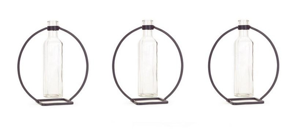 Hanging Vase In Circle Stand 9"H Glass/Metal (Pack Of 4) 66403 By Melrose