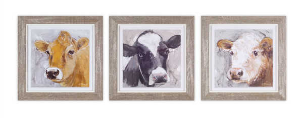 Framed Cow Print (Set Of 3) 10"H Wood/Glass 74004DS By Melrose