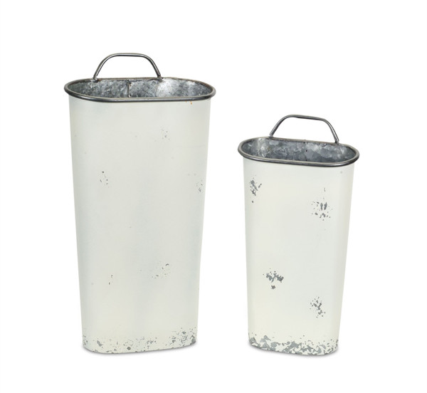Wall Bucket (Set Of 2) 17"H, 21"H Metal 74042DS By Melrose