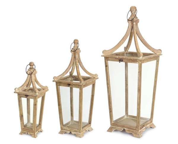 Lantern (Set Of 3) 20.5"H, 29.5"H, 39.75"H Wood/Glass 74327DS By Melrose