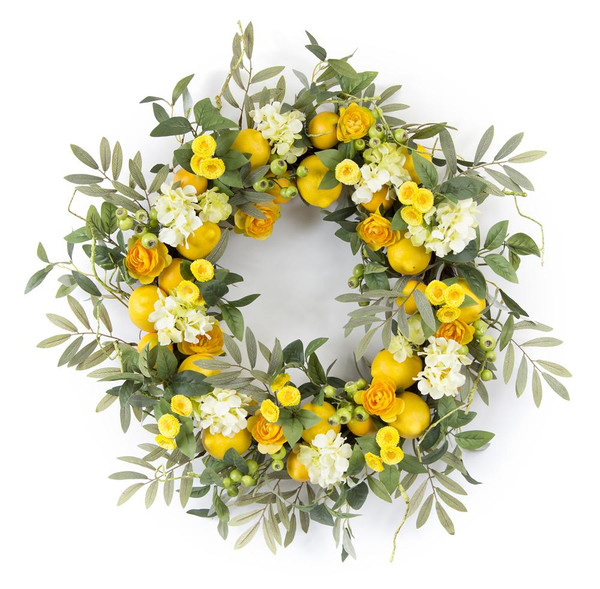 Melrose Lemon/Floral Wreath 28"D Foam/Plastic 78776DS