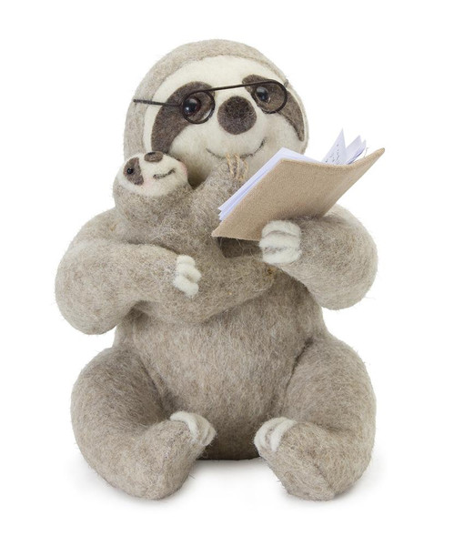 Melrose Sloth Reading (Set Of 2) 7.25" X 10"H Polyester/Foam 78770DS