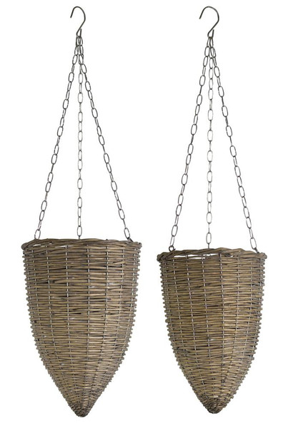 Hanging Basket (Set Of 4) 8" X 32"H, 10" X 35"H Willow/Metal 78667DS By Melrose