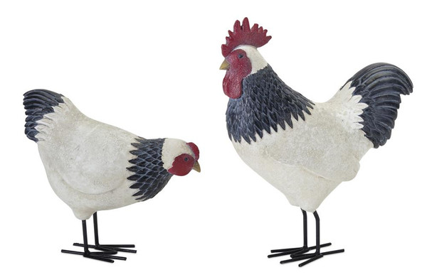 Melrose Chicken (Set Of 2) 8"H, 12"H Resin/Metal 78401DS