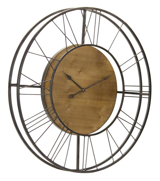 Melrose Wall Clock 35.5"D Iron/Wood 78275DS