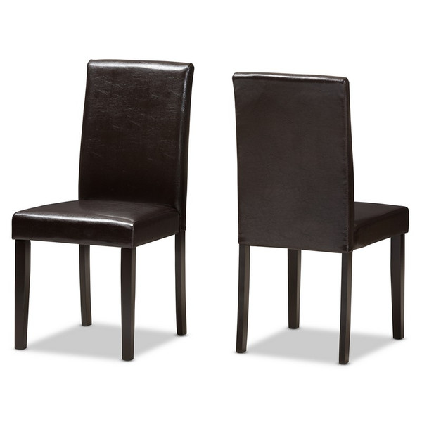 Baxton Studio Mia Brown Upholstered Dining Chair- (Set of 2) RH5992C-Dark Brown-DC