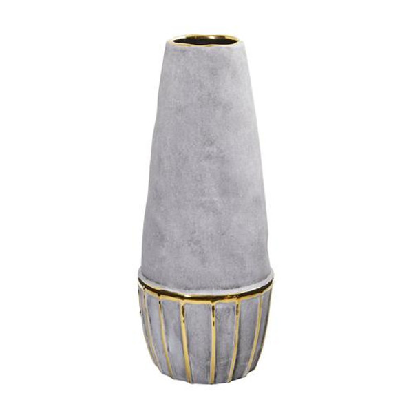 15" Regal Stone Decorative Vase With Gold Accents 0771-S1 By Nearly Natural