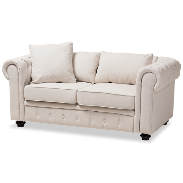 Baxton Studio Alaise Modern Classic Chesterfield Loveseat RX1616-Beige-LS