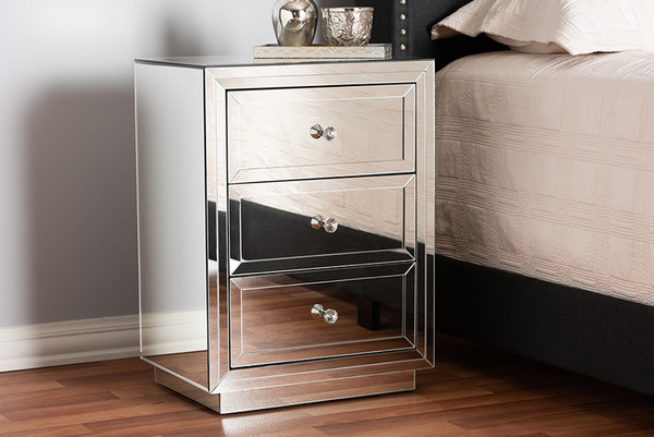Baxton Studio Modern And Contemporary 3 Drawer Nightstand Bedside Table RXF-1787