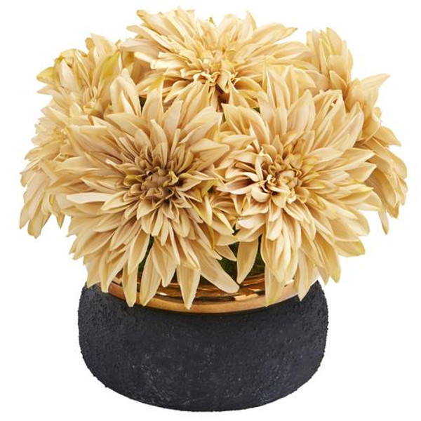 13" Dahlia Artificial Arrangement In Stoneware Vase A1180-CR By Nearly Natural